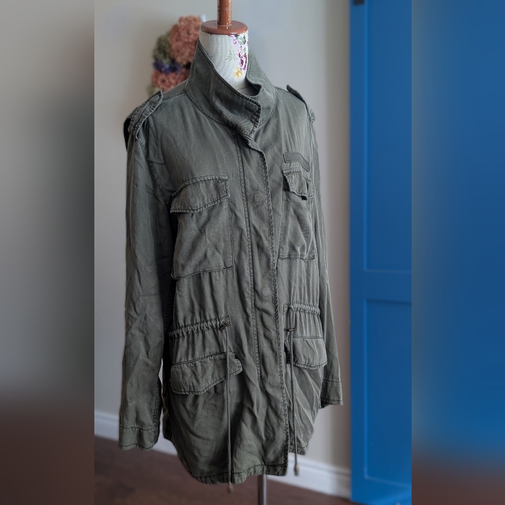 Buffalo David Bitton Jacket Women Medium Army Green Barn Chore Field Canvas Coat - Picture 3 of 10